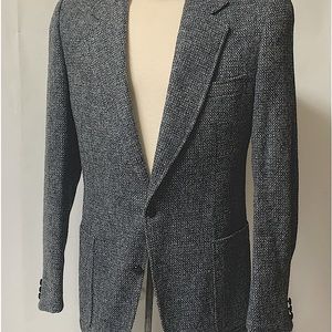 Vintage Men’s HARRIS TWEED 42 Long Blazer Sport Coat Scottish Wool GRAY